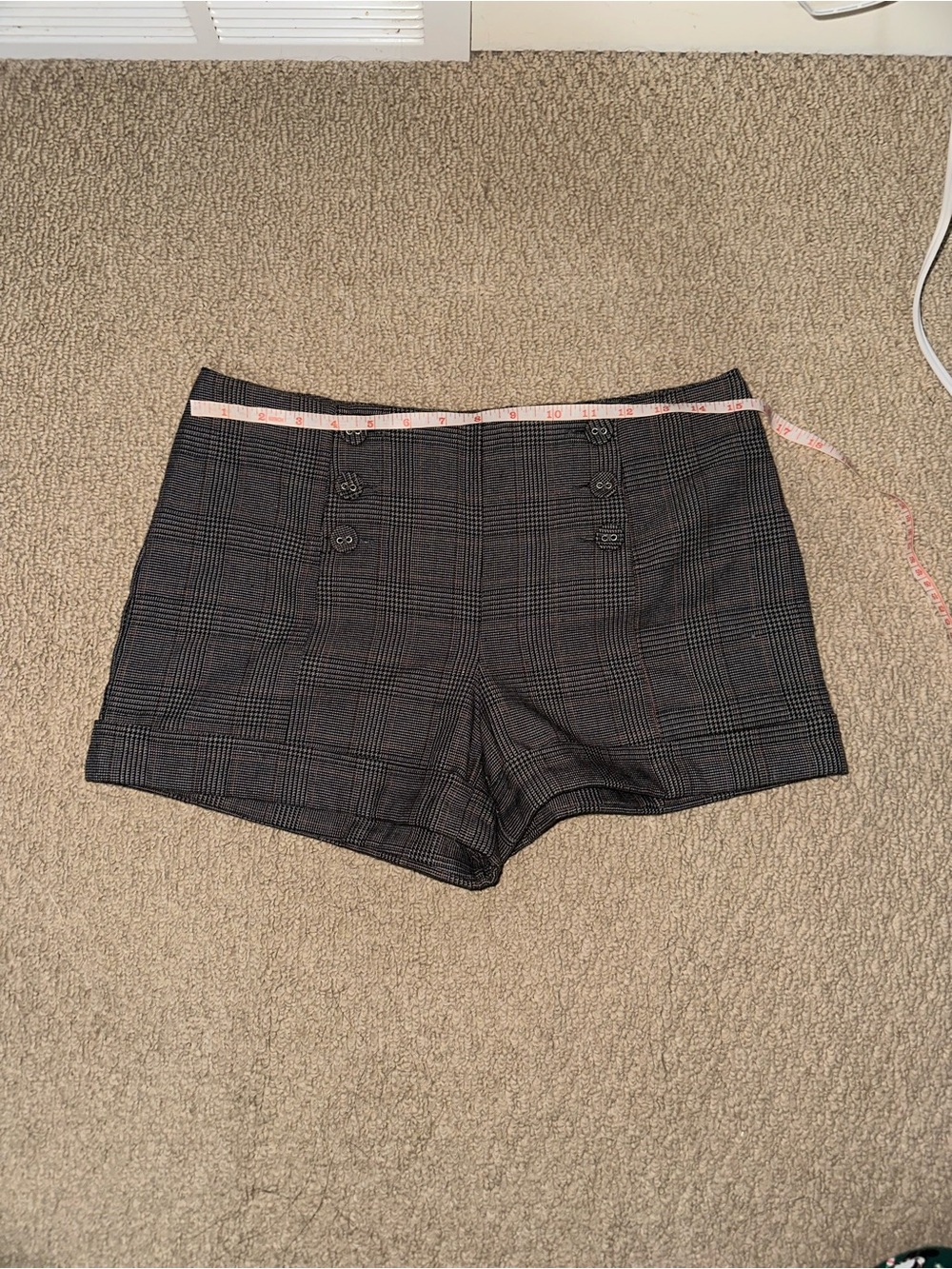 Forever 21 Black and Gray Plaid High-Waist Shorts